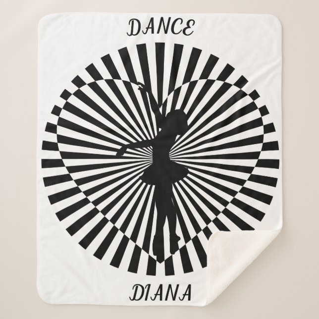 Ballerina on a black and white abstract blanket. sherpa blanket (Front)