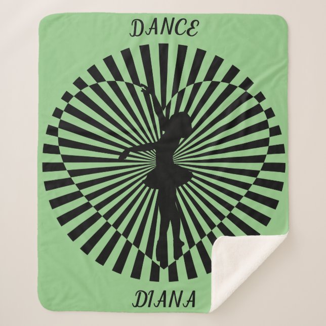 Ballerina on a black and white abstract blanket. sherpa blanket (Front)