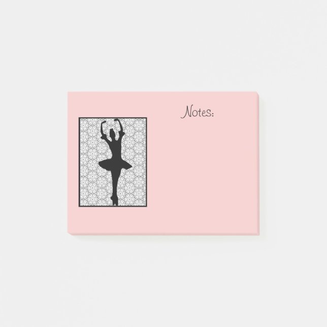Ballerina on a Heart Mandala Pattern Post-it Notes (Front)