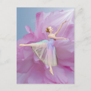 Ballerina on Pink and Blue Postcard
