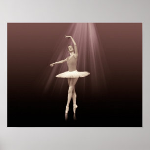 Ballerina On Pointe in Russet Tint Poster