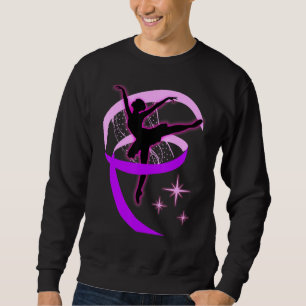 Ballerina On Pointe Silhouette Pink And Purple Rib Sweatshirt