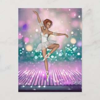 Ballerina on Purple Floor & Teal Background Postcard