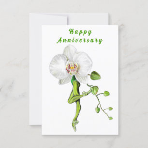 Ballerina Orchid Ballet Dancer Anniversary Card