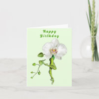 Ballerina Orchid Ballet Dancer Happy Birthday Card