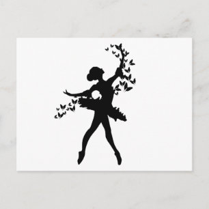 Ballerina outlines with butterfliyes postcard