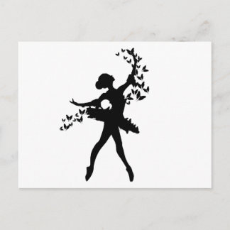Ballerina outlines with butterfliyes postcard