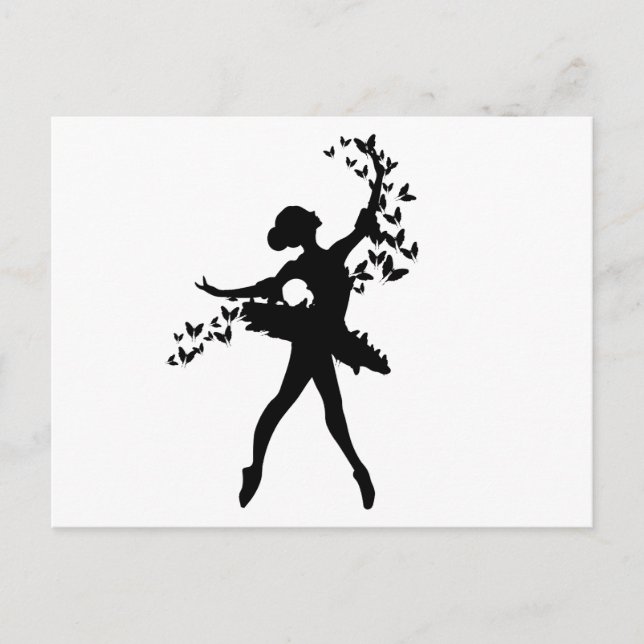 Ballerina outlines with butterfliyes  postcard (Front)