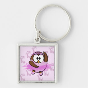 Ballerina owl - glitter key ring