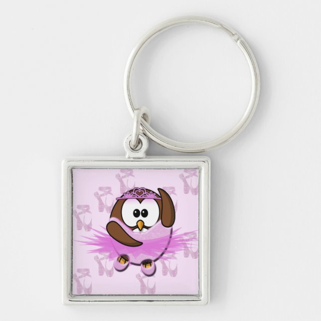 Ballerina owl - glitter key ring (Front)