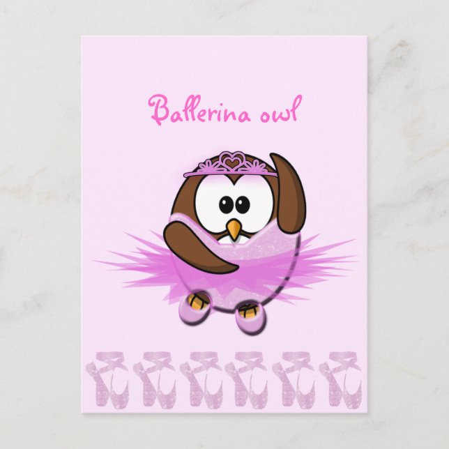 Ballerina owl - glitter postcard (Front)