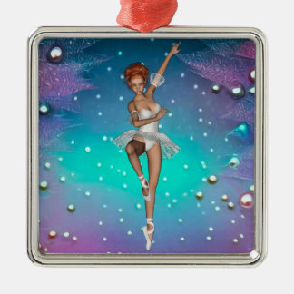 Ballerina Painted Pearls Teal & Purple Background Metal Tree Decoration