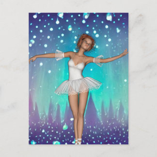 Ballerina Painted Pearls & Trees Teal Background Postcard
