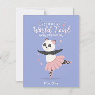 Ballerina Panda Kids Valentine's Day Card