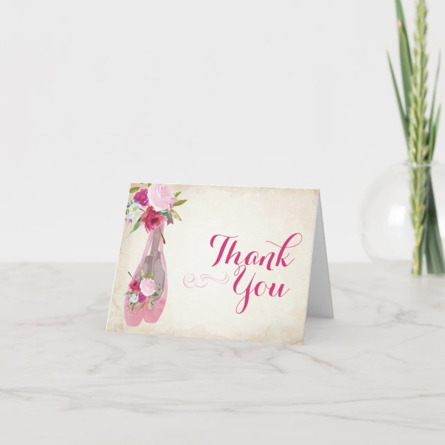 Ballerina Party Thank You Card Ballet Shoes (Front)