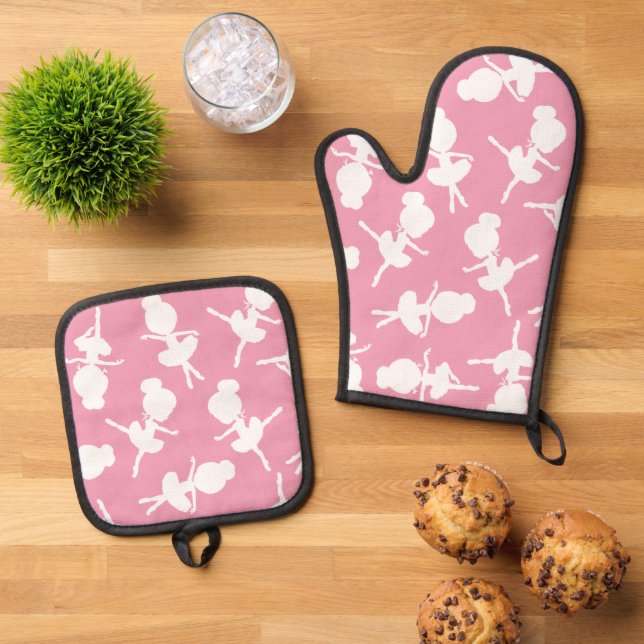 Ballerina Pattern, Ballet Girls, Ballet Dance Oven Mitt & Pot Holder Set (Top Down)