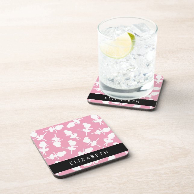 Ballerina Pattern, Ballet Girls, Dance, Your Name Coaster (Right Side)