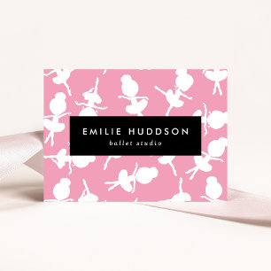 Ballerina Pattern, Ballet Teacher, Dance Studio Business Card