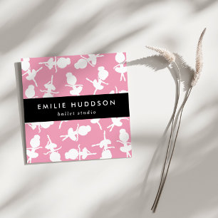Ballerina Pattern, Ballet Teacher, Dance Studio Square Business Card