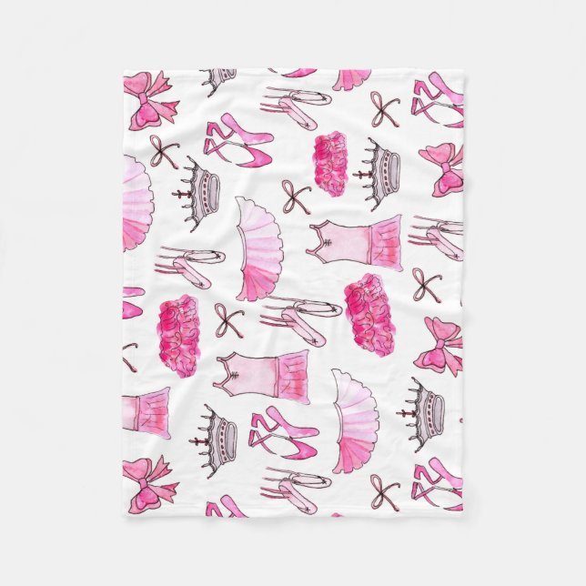 Ballerina Pattern in Watercolor Fleece Blanket (Front)