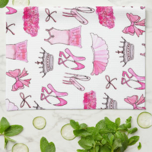 Ballerina Pattern in Watercolor Tea Towel