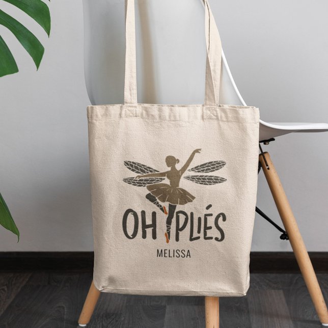 Ballerina Personalised Ballet Dancer Tote Bag (Oh Plies Ballet Gag Tote Bag)