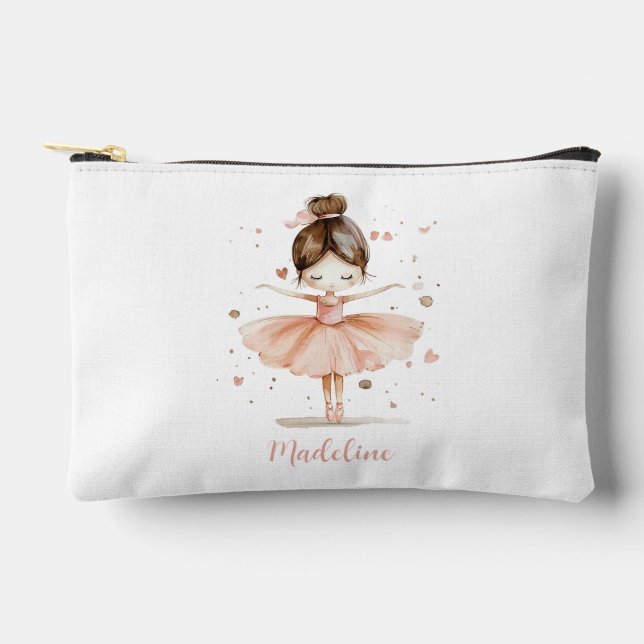 Ballerina Personalised Name Girly Accessory Pouch (Front)