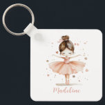 Ballerina Personalised Name Girly Key Ring<br><div class="desc">Ballerina Personalised Name Girly Keychain. Sweet watercolor styled little ballerina girl in trendy tones of muted pinks and browns with hearts and personalised name in scripty text in dusty peachy pink colour. Personalise with your name. Gorgeous gift for little girls. We invite you to visit our store, Life on Memory...</div>