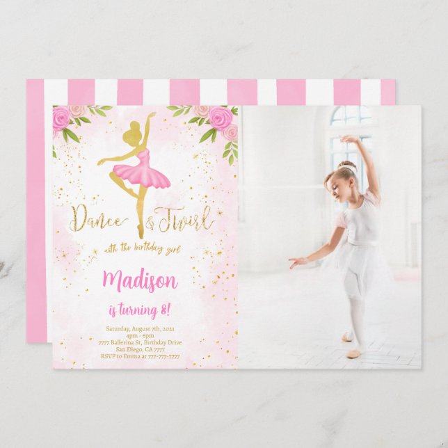 Ballerina Photo Invitation  (Front/Back)