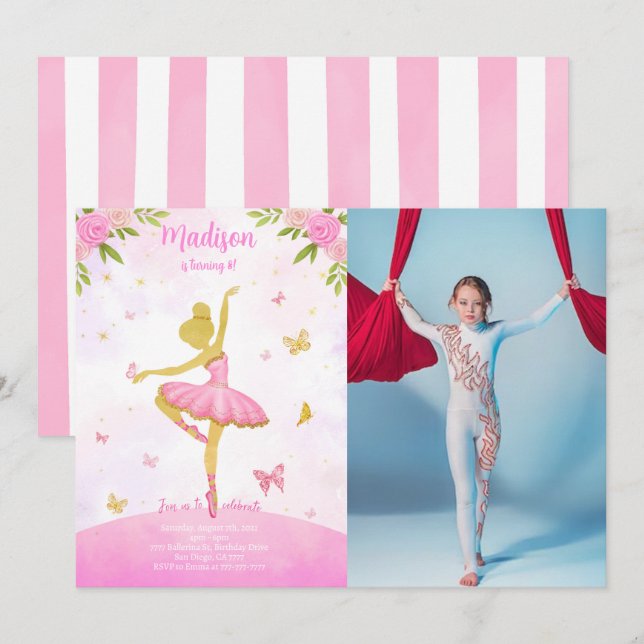 ballerina photo Invitation  (Front/Back)