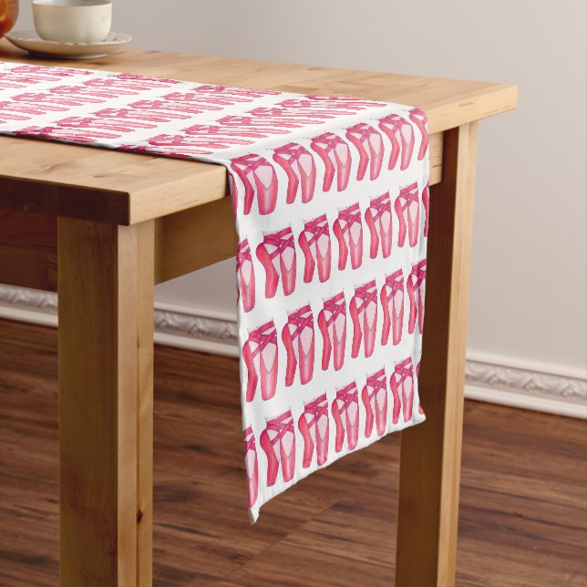 Ballerina Pink Ballet Dance Pointe Toe Shoes Short Table Runner (In Situ)
