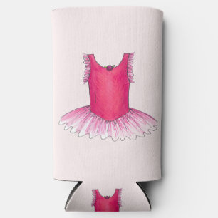Ballerina Pink Ballet Dance Recital Tutu Costume Seltzer Can Cooler