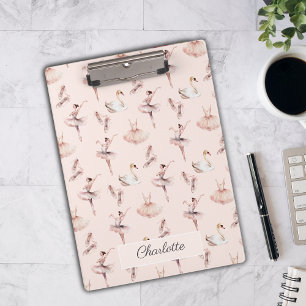Ballerina Pink Ballet Shoes Personalised Name Clipboard