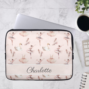 Ballerina Pink Ballet Shoes Personalised Name Laptop Sleeve