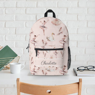 Ballerina Pink Ballet Shoes Personalised Name Printed Backpack