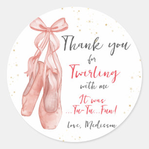 Ballerina Pink Ballet Slippers favor  Classic Round Sticker