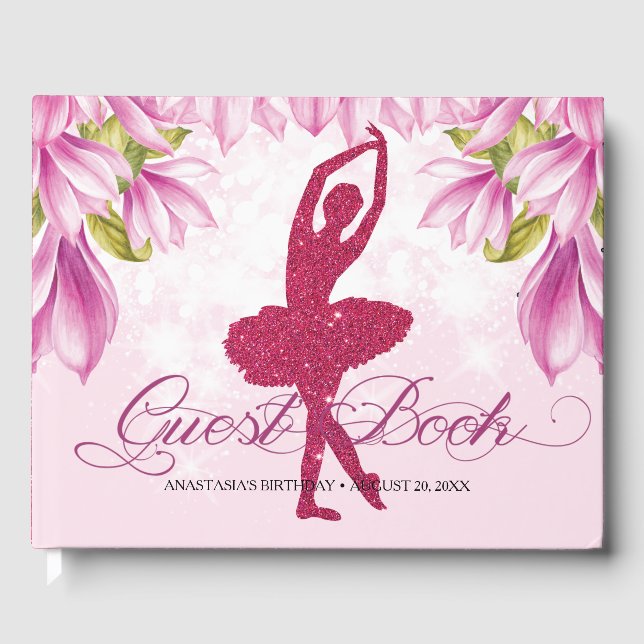 Ballerina Pink Birthday I Baby Shower Guest Book (Front)