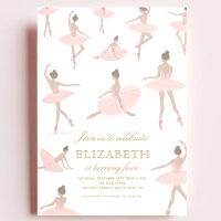 Ballerina Pink Birthday Invitation
