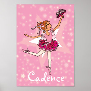 Ballerina pink dancer girl star "name" poster