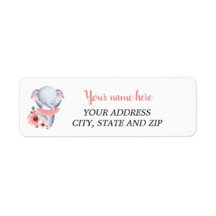 Ballerina  Pink Elephant return address labels