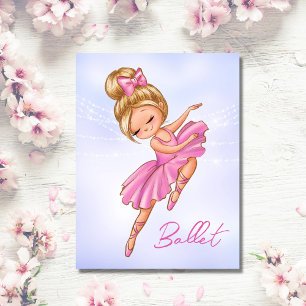 Ballerina Pink, Purple Pretty Ballet Postcard