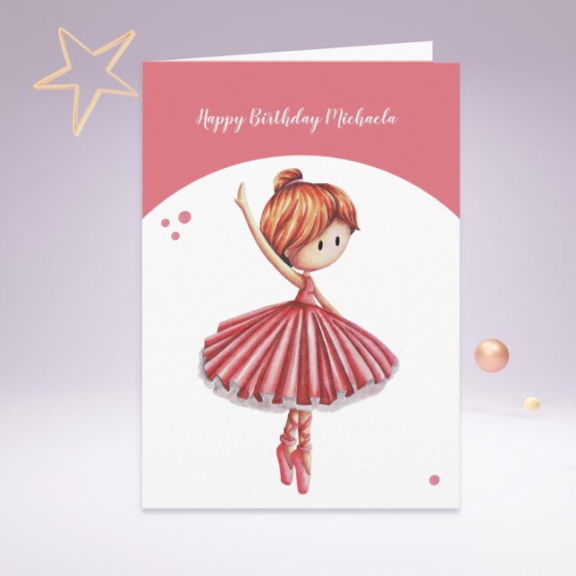 Ballerina Pink Tutu Dancing Girl Birthday  Card (Cute ballerina card for all ballet dancers out there, from daughers, teachers to grandmas!)