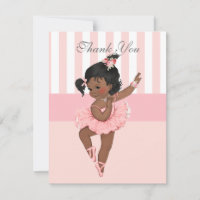 Ballerina Pink Tutu Stripes Flowers Lace Thank You