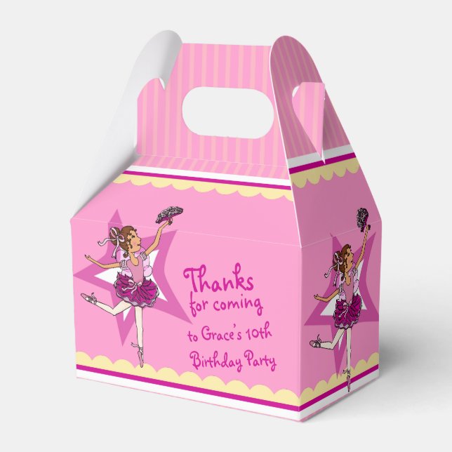 Ballerina pink yellow girls birthday favour box (Front Side)