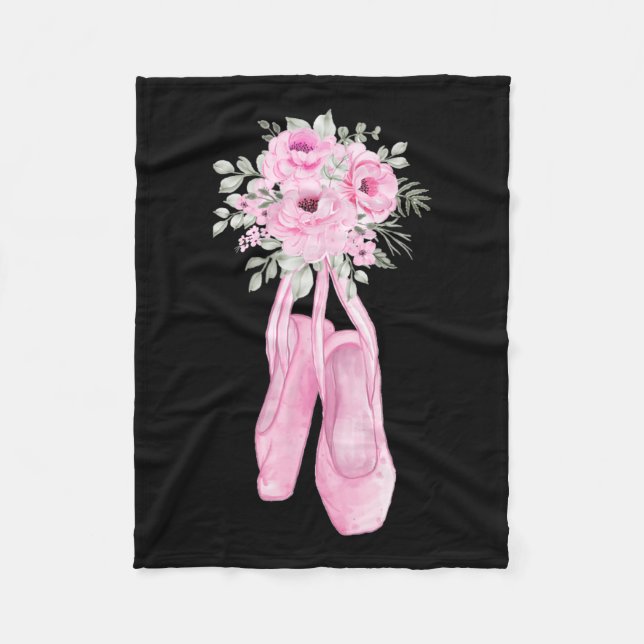 Ballerina Pointe Shoes Flowers Ballet Dancer Sprin Fleece Blanket (Front)
