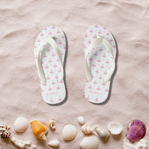 Ballerina princess dancer pink white girl monogram kid's jandals