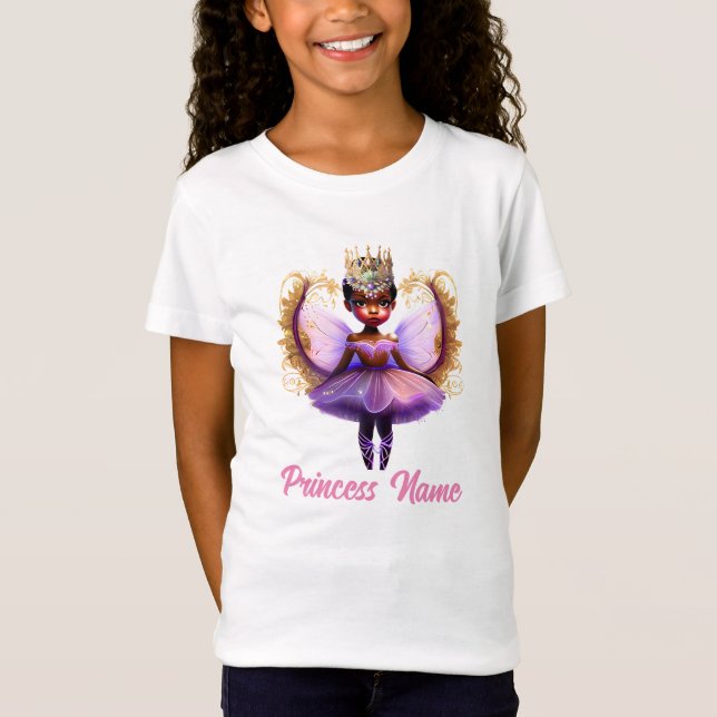 Ballerina princess fairy cartoon 3D melanin DIY  T-Shirt (Front)