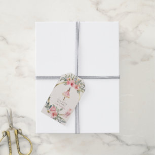 ballerina princess floral blush birthday party gif gift tags
