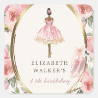 ballerina princess floral blush birthday party sq
