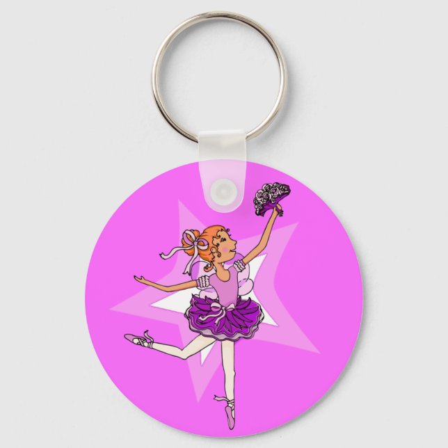 Ballerina princess purple pink keychain (Front)